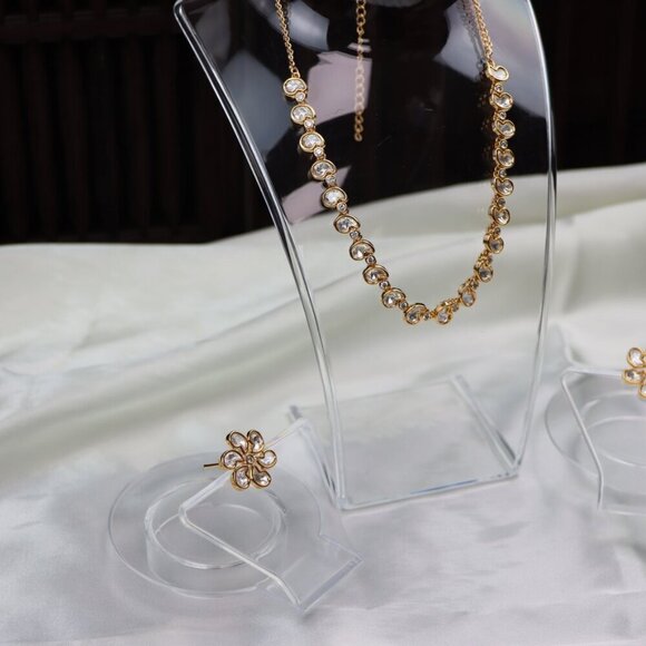 Elegant Brass Kundan Necklace & Earrings Set, JP42 - Picture 10 of 12